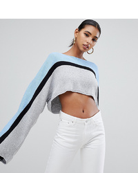 PrettyLittleThing Contrast Stripe Cropped Jumper In Colour Block