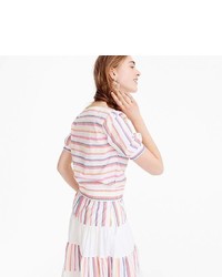 J.Crew Cropped Cinched Waist Top In Sorbet Stripe
