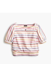J.Crew Cropped Cinched Waist Top In Sorbet Stripe