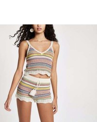 River Island Pink Knitted Stripe Crop Top