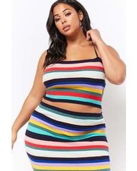 Forever 21 Plus Size Multicolor Striped Cropped Cami