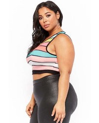 Forever 21 Plus Size Multicolor Striped Cropped Tank Top