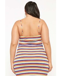 Forever 21 Plus Size Ribbed Multicolor Striped Cropped Cami