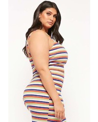 Forever 21 Plus Size Ribbed Multicolor Striped Cropped Cami