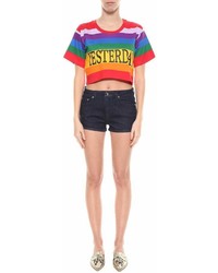 Alberta Ferretti Rainbow Week Cropped T Shirt