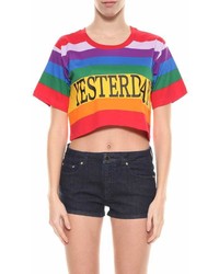 Alberta Ferretti Rainbow Week Cropped T Shirt