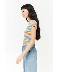 Forever 21 Striped Angel Graphic Crop Top