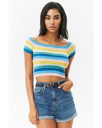 Forever 21 Striped Ribbed Knit Crop Top