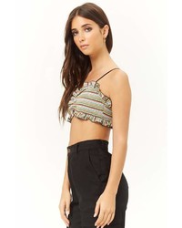 Forever 21 Striped Ruffled Crop Cami
