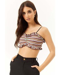 Forever 21 Striped Ruffled Crop Cami