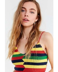 Urban Outfitters Uo Birds Eye Striped Cropped Tank Top