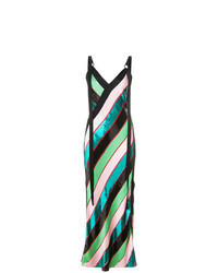 Multi colored Horizontal Striped Evening Dress