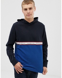 Abercrombie & Fitch Colourblock Chest Logo Tape Sweatshirt In Navyblue