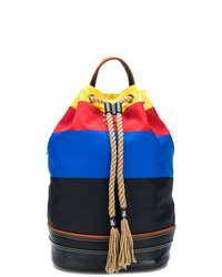 Multi colored Horizontal Striped Leather Backpack