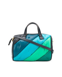 Multi colored Horizontal Striped Leather Tote Bag