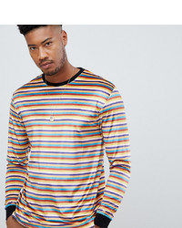 ASOS DESIGN T Sleeve T Shirt In Retro Colours And Contrast Rib