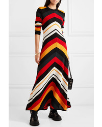 MSGM Striped Wool Blend Maxi Dress