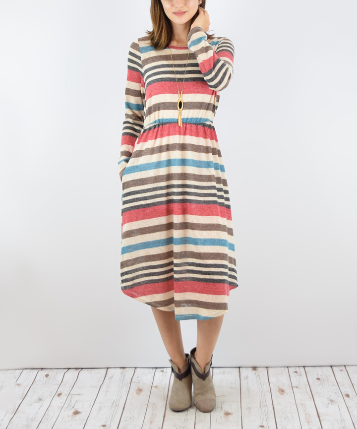 Multicolor Stripe Midi Dress, $59 | Zulily | Lookastic