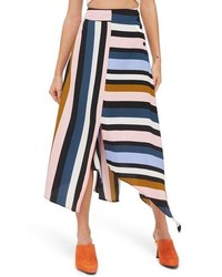 Multi colored Horizontal Striped Midi Skirt