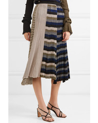 Sonia Rykiel Metallic Striped Ribbed Knit Skirt