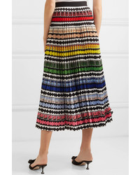 Mary Katrantzou Uni Pleated Striped Midi Skirt