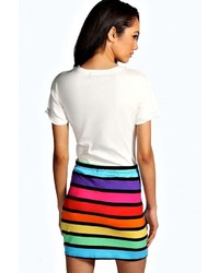 Boohoo Kim Block Stripe Bodycon Mini Skirt