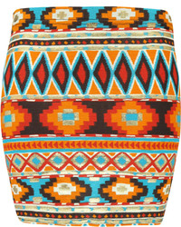 Boohoo Mercy Aztec Foil Mini Skirt
