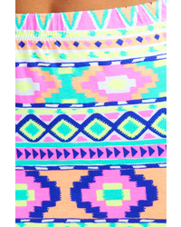 Boohoo Monica Neon Bright Aztec Print Mini Skirt