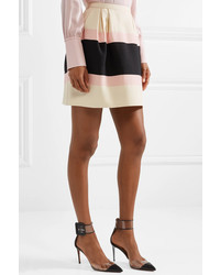 Valentino Striped Wool And Crepe Mini Skirt
