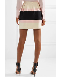 Valentino Striped Wool And Crepe Mini Skirt