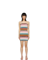 Multi colored Horizontal Striped Off Shoulder Dress