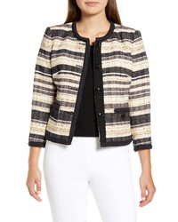 Multi colored Horizontal Striped Open Jacket