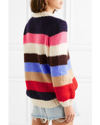 Ganni Julliard Striped Mohair And Wool Blend Sweater