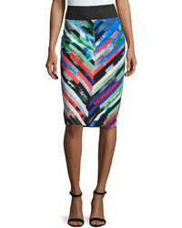 Milly Mirage Striped Midi Skirt