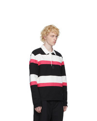 Valentino Black And Pink Jelly Block Long Sleeve Polo
