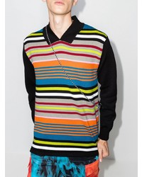 AG R Stripe Knit Polo Style Shirt