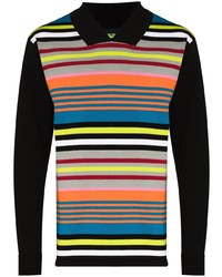 AG R Stripe Knit Polo Style Shirt