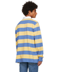 Polo Ralph Lauren Yellow Blue Rugby Long Sleeve Polo