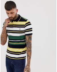 Fred Perry Bold Striped Pique Polo In Green