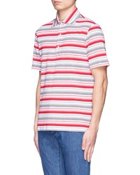 Isaia Stripe Cotton Polo Shirt