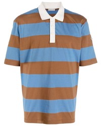 Moncler Logo Print Striped Cotton Polo Shirt