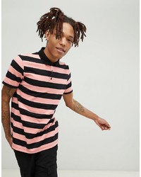 ASOS DESIGN Polo With Pink And Black Stripe