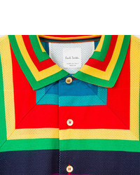 Paul Smith Slim Fit Multi Colour Mesh Stripe Polo Shirt