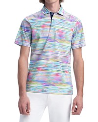 Bugatchi Space Dye Stripe Cotton Polo In Paradise At Nordstrom