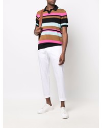 Drumohr Stripe Print Cotton Polo Shirt