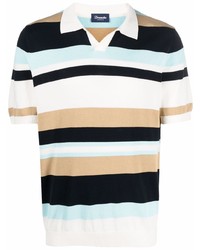 Drumohr Stripe Print Cotton Polo Shirt