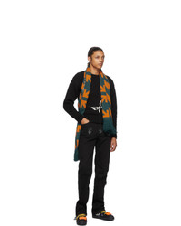 Off-White Green And Orange Knit Diag Scarf