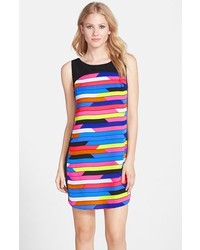 Multi colored Horizontal Striped Shift Dress