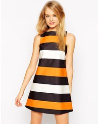 Asos Collection Bonded Shift Dress In Bright Stripe