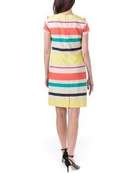 Tommy Hilfiger New Multi Linen Blend Striped Wear To Work Dress 10 Bhfo